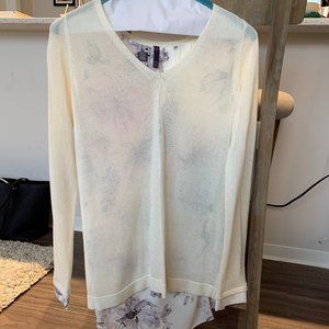 NEW NYDJ White Floral Blouse Petite X-Small